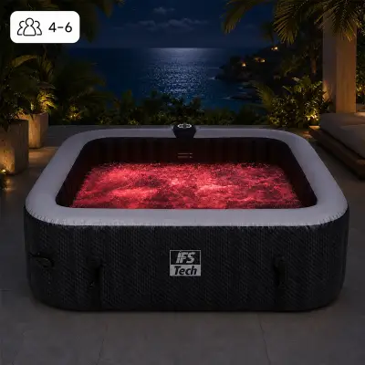 Napihljiv masažni bazen AquaSpa 6P - Black 3D - 185 cm - 1350 W - IFS Tech - LED
