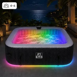 Napihljiv masažni bazen AquaSpa 6P - Black 3D - 185 cm - 1350 W - IFS Tech - LED