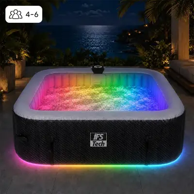Napihljiv masažni bazen AquaSpa 6P - Black 3D - 185 cm - 1350 W - IFS Tech - LED