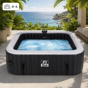 Napihljiv masažni bazen AquaSpa 6P - Black 3D - 185 cm - 2400 W - IFS Tech
