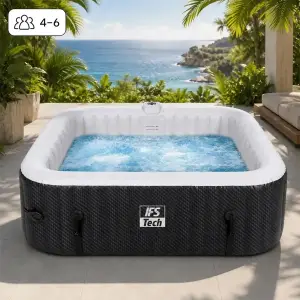 Napihljiv masažni bazen AquaSpa 6P - Black 3D - 185 cm - 2400 W - IFS Tech