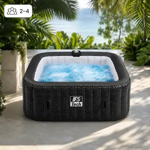 Masažni bazen Quadratix 4P - Black Rattan - 154 cm - 2400 W - IFS Tech