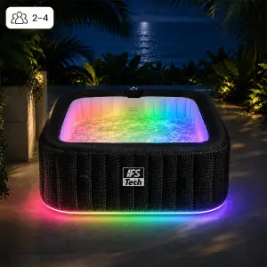 Masažni bazen Quadratix 4P - Black Rattan - 154 cm - 1350 W - IFS Tech - LED