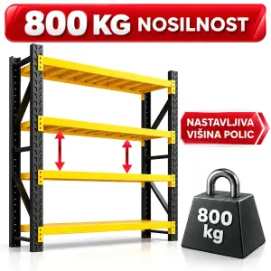 Polični regal - Velika nosilnost - 400 - 800 - 1200 kg