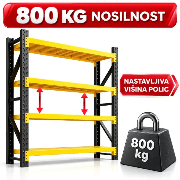 Polični regal - Velika nosilnost - 400 - 800 - 1200 kg
